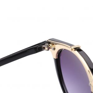 Lunettes De Soleil Rondes Retro Uv400 Tendance Pour L'exterieur (Monture Noire Et Verres Gris) - Neuf