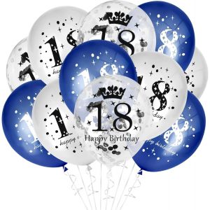 ChicSlick-Ballons 18Ème Anniversaire Garçon Fille 15 Pièces Bleu Deco Ballon Décoration 18E Anniversaire Décoration Anniversaire 18 Ans[X1254] - Neuf
