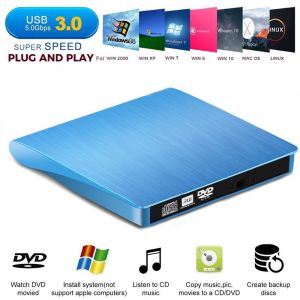 Lecteur CD/DVD Externe Usb 3.0 , Bleu - Neuf