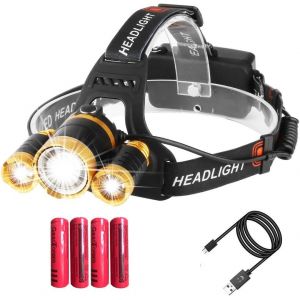 Super Brillant Led Lampe Frontale Rechargeable Lampe De Poche Étanche Phare 9000 Lumens, Capteur Zoomable Réglable Torche De Tête Pour Camping Chasse Randonnée Courir - Neuf