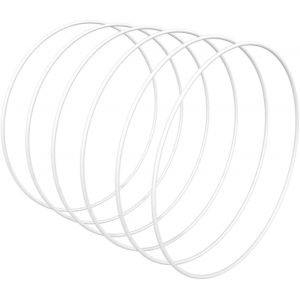 KALANKA-6 pièces 20cm Blanc Cercle Métal, Anneau pour Couronne, Cerceau Metallique pour Faire Un décor de Couronne de Mariage et Artisanat Mural - Neuf
