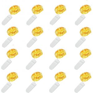 CHENG-Guirlande Lumineuse à Piles, 16 Pièces 1M 10Led IP44 Étanche Guirlande Lumineuse Fée Décor pour Noël, Fête, Mariage, Chambre (Blanc Chaud) - Neuf