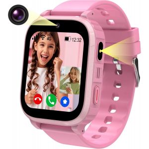 4G Montre Connect&eacute;e Enfant GPS, Montre GPS Enfant Tracker avec Appel Vid&eacute;o SOS R&eacute;veil Appareil Cam&eacute;ra IP68 Mode Scolaire Jeux Chat, Montre IntelligenteEnfant Cadeau pour Filles et Gar&ccedil;ons - Neuf