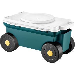 Nouvelhorizonstore-Si&egrave;ge De Jardin Roulant, Tabouret De Jardinage Sur Roues L&eacute;ger 2 En 1 Avec Bac De Rangement, Capacit&eacute; Charge 123 Kg, Chariot Avec Si&egrave;ge Poign&eacute;e, Pour D&eacute;sherbage, Plantation, Terras - Neuf