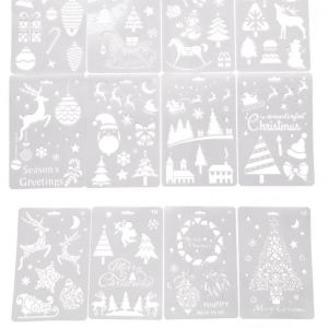 12 pi&egrave;ces No&euml;l mod&egrave;les r&eacute;utilisables PET pochoirs pour enfant carterie peinture - Neuf
