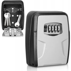 JEXNOVASHOP-Bo&icirc;te &agrave; Clefs S&eacute;curis&eacute;e Ext&eacute;rieur, Bo&icirc;te &agrave; Cl&eacute; avec Code 4 Chiffres, Montage Mural &Eacute;tanche S&eacute;curit&eacute; Grande pour la Maison, Le Garage, Le Bureau, Alliage d'Aluminium - Neuf