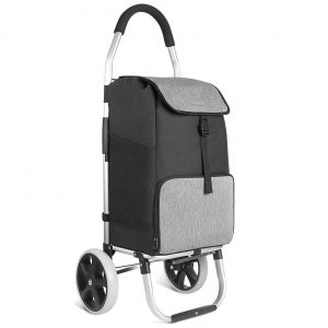 Kyaoayo-Chariot De Courses Pliable Caddie Course 41l À Grandes Roues Silencieuses, Cadre En Aluminium, Sac Imperméable Avec Compartiment Isotherme, Noir Gris - Neuf