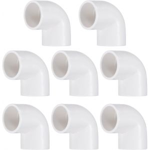 Kalanka-8pcs Coude À 90 Degrés Raccords De Tuyau 1/2"" 2 Voies Pvc Qualité Meuble Connecteurs D'angle Sortie Latérale Pour Égout Plomberie Tuyau De Drainage Alimentation En Eau, Blanc - Neuf