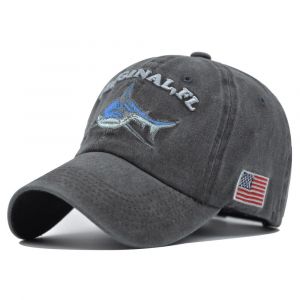 (Noir) Casquette De Baseball En Coton Brodé Requin, Délavée, Style Vintage, Ajustable, Pour Homme, Femme Et Enfant - Neuf