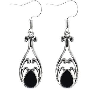 Kal-Boucles D'oreilles Noir Bohème Strass Onyx Goutte Pendentif Longue Mère Épouse Style Élégant Soir Vintage Breloques - Neuf