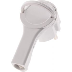 Fiche Électrique Mâle Extra Plate 2P+T 16A - Design Compact avec Anneau d'Extraction - Compatible Câble HO5VV-F 3G1/3G1,5mm² - Puissance 3680W Max sous 230V - Conforme à la Norme NF - Blanc - Neuf