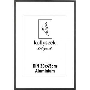 CMWX-Cadre photo en aluminium 30 x 45 cm Noir Cadre photo en métal avec verre acrylique incassable moderne cadre photo Cadre avec passe-partout pour images Affiche photo noir - Neuf