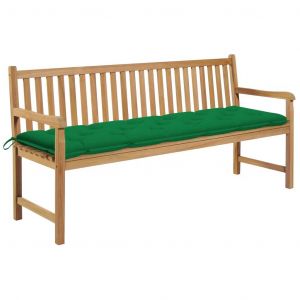 Prolenta Premium - Banc De Jardin Avec Coussin Vert 175 Cm Bois De Teck Massif - Neuf