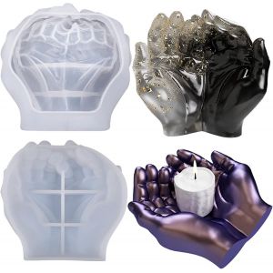 Moule En Silicone &Eacute;poxy 3d - Double Mains - R&eacute;sine &Eacute;poxy - Moules En R&eacute;sine De Coul&eacute;e - Moule En Silicone Pour Bougeoir - Neuf