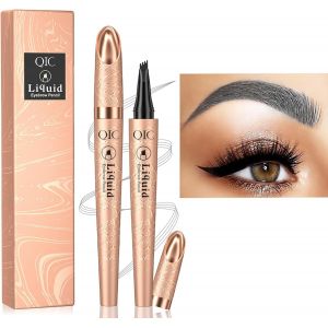 KALANKA-Crayon Sourcil, 4-Tip Microblade Crayon à Sourcils 3D Tatouage Stylo à Sourcils,Waterproof Fine-Stroke, Long Lasting, Waterproof and Smudge-Proof, Sourcils d'apparence Naturelle (03#Gris) - Neuf