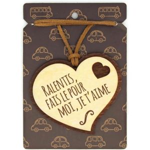 Kal-Ralentis, Fais Le Pour Moi... Pendentif Pour R&eacute;troviseur En Bois 2 &Eacute;paisseurs Avec Cordelette En Cuir. Cadeau Original Qui Vient Du Coeur Pour Vos Proches. (19). - Neuf