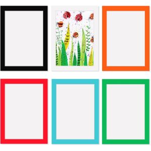 FCHHK-Cadre Photo A4 21 x 30 cm,Lot de 6 Cadre pour Collage Photos Décoration Mural,Cadres en Carton,Livré Avec un Film Plastique Transparent,Multicolores,Installation Autocollante,Aans Clous Nécessa - Neuf