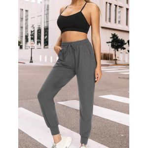Pantalon De Sport Long Pour Femme - Avec Cordon De Serrage Et Poches - Pantalon De Loisirs Fusel&eacute; Pour Le Fitness, Le Yoga - D&eacute;contract&eacute; - Basique - Neuf