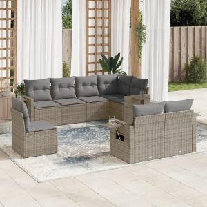 Prolenta Premium - Salon De Jardin 8 Pcs Avec Coussins Gris R&eacute;sine Tress&eacute;e - Neuf