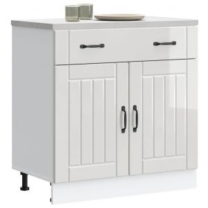 Armoire De Cuisine Lucca Blanc Brillant Bois Ingénierie - Neuf
