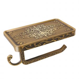 Porte-papier toilette avec étagère pour téléphone,porte-rouleau de papier toilette en aluminium antirouille,sculpture antique - Neuf