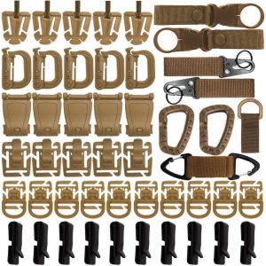 Jgd-48pcs Ensemble De Pinces &iquest;&iquest; Engrenages Tactiques Molle Attaches De Sangle Pour Sac &iquest;&iquest; Dos Tactique Ceinture De Gilet De Sac &iquest;&iquest; Dos - Porte-Cl&iquest;&iquest;S En Nylon, Crochet De Verrouillage &iquest;&iquest; Anneau En D C - Neuf