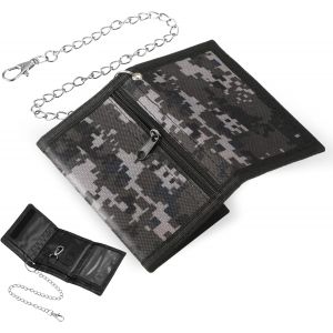 NSIECD-Portefeuille &agrave; Trois Volets RFID Portefeuilles Fins Portefeuille avec Cha&icirc;ne Fermeture &agrave; Glissi&egrave;re Bourses &agrave; Trois Volets Portefeuille de Sport, 12 x 8 x 1 cm (Gris, Frais) - Neuf