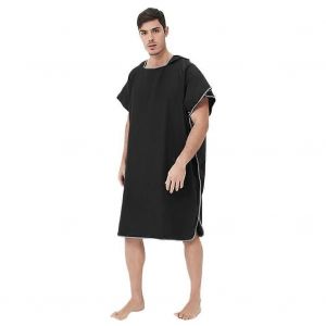 Poncho De Surf, Poncho De Bain Unisexe, Poncho De Surf Coupe-Vent, Peignoir De Bain, Poncho Serviette Pour Surf Et Plongee (Noir) - Neuf