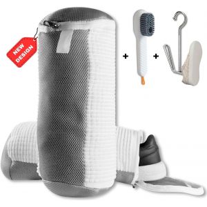 Pack X4 | 2 Sac Lavage Chaussure Machine À Laver + Brosse + Cintre Séchage | Shoes Washing Bag Laundry, Filet Housse Nettoyage, Accessoire Lave-Linge Sneakers, Running & Basket (Bl[LAV1034] - Neuf