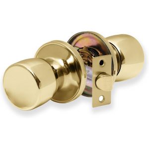 Tulip Passage Knob &iquest; Poign&eacute;e de Porte Ronde Am&eacute;ricaine avec Serrure Simple &iquest; Bouton de Poign&eacute;e Rotatif pour Portes Int&eacute;rieures en Bois &iquest; Finition Noir Mat&iquest; Kit Complet - Neuf