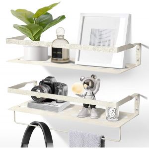 Tianyi-&Eacute;tag&egrave;re &Agrave; Murale, Lot De 2 M&eacute;tallique &Eacute;tag&egrave;re Salle De Bain Avec Porte-Serviettes, &Eacute;tag&egrave;re Rangement Cuisine Pour Cuisine, Salle De Bain, Salon, Patio - Neuf