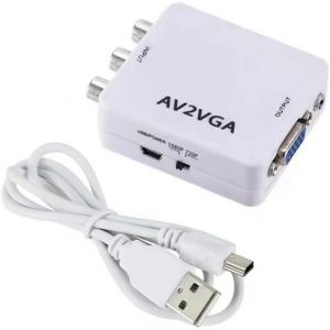 MEVRONISSHOP-Adaptateur AV vers VGA Convertisseur VGA vers vid&eacute;o 720P 1080P avec c&acirc;ble d'alimentation USB Adaptateur AV vers VGA Accessoires TV D&eacute;codeur Convertisseur Audio vid&eacute;o - Neuf