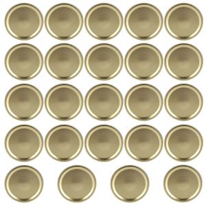 Hjlian Lot De 24 Couvercles Ronds Fendus Pour Bocaux De Conserve A Large Ouverture (Dore 70 Mm) - Neuf
