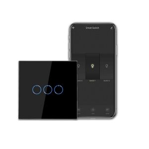 Interrupteur Smart Touch - Fonctionne Avec Alexa, Google Assistant - Interrupteur Wi-Fi Encastré - Avec Panneau En Verre - Interrupteur Mural Triple En Noir - Conducteur Neutre Néc[MAT791007] - Neuf