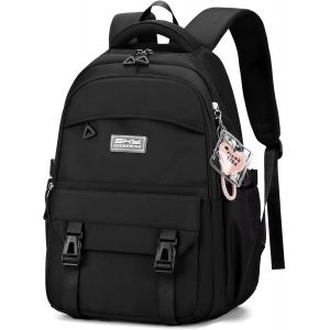 Sac a dos College Fille Garcon avec Pendentif Cartable Primaire Adolescent Cartable CP Sac a dos fille Collège Imperméable Elegant Leger Nylon pour Voyages Scolaires[T765] - Neuf