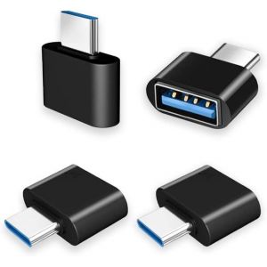 Pack De 4 Usb À L'adaptateur Otg Usb De Type C À L'usb 3.0 Adaptateur Compatible Avec Le Macbook Pro, Samsung Galaxy, Type C, Les Téléphones Cellulaires Et Plus (Noir) - Neuf