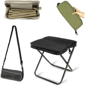 Tabouret De Camping Pliable Avec Sac &Agrave; Dos, L&eacute;ger Et Portable, Taille L, Noir, Id&eacute;al Pour La P&ecirc;che, Les Pique-Niques Et Les Voyages. - Neuf