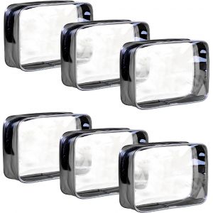 TIANYI-6 Pi&egrave;ces Trousse Transparente,Trousse de Toilette Voyage,Trousses de Toilette Transparente,Pochette Transparente Voyage, Trousse de Maquillage,Voyage Sac Fermeture &agrave; Glissi&egrave;re Noir - Neuf