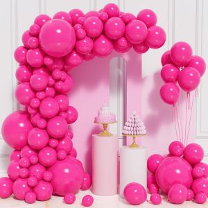 Trahoo-106 Pcs Ballons Rose Chaud Ballons En Latex 5 10 12 18 Pouces Kit Guirlande Ballon Rose Rouge Avec Ruban Pour Femmes Filles F&ecirc;tes D'anniversaire De Fille Carnaval F&ecirc;te De Mariage Bapt&ecirc;me D&eacute;cor - Neuf