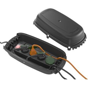 Bo&icirc;tier &eacute;tanche pour multiprise, Niveau de Protection IP54 - Cotes internes = 290mm (Longueur) x 125mm (Largeur) x 110mm (Hauteur) - Noir - Neuf