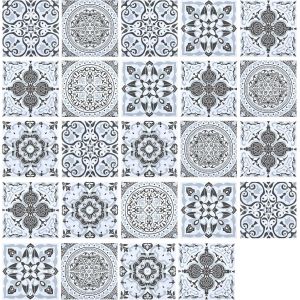 Eryi-24 Pcs Stickers Carreaux Cuisine 10 X 10cm, Pvc Papier Peint De Carrelage Adhésif, Autocollant De Carrelage Cuisine, Carrelage Adhesif Mural, Décoration De Carreaux Pour Cuisine, Gris - Neuf