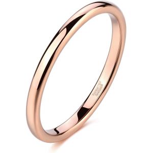 Kal-Alliances En Tungstène De 2 Mm Pour Homme Et Femme Or Rose/Argent Poli Bague De Fiançailles Mariage - Neuf