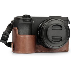 Demi-&eacute;tui pour Appareil Photo en Cuir v&eacute;ritable pour Sony Alpha a6700-&Eacute;l&eacute;gant et Protecteur (Brun) - Neuf
