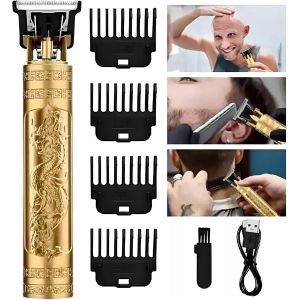 Rasoir &Eacute;lectrique Pour Homme, Sans Fil, Rechargeable Par Usb, Avec 4 Peignes Guides, Dragon Dor&eacute; - Neuf