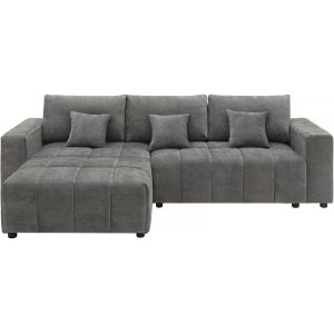 Canap&eacute; d'angle r&eacute;versible/convertible en tissu - "George" - 4 places - Gris - Neuf