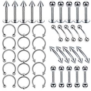 Nouveaux Produits En 2023,40pcs Piercing Kit Bijoux Acier Inoxydable Nez Lèvre Langue Sourcil Piercings Anneaux - Neuf