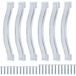 Lot de 6 poignées de placard en cristal brillant, distance entre les trous 128 mm, poignées de tiroir en strass, poignées de placard modernes, poignées de porte de meubles - Neuf