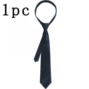 Unisexe Noir Simple Clip Sur Cravate Sécurité Cravate Uniforme Chemise Costume Cravates Hôte Mat Funéraire Paresseux Cou Cravates Hommes Femmes Étudiants--Navy Blue - Neuf