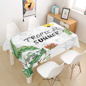 SJZG-Nappe Rectangulaire Imperméable, 3D Plantes Tropicales Imprimé Anti Tache Lavable Nappes Entretien Facile Pour Cuisine Jardin Picnic Party Exterieur De Table (Été,90X90Cm) - Neuf