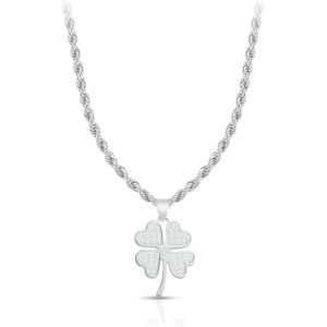 &reg; Collier Pendentif Femme Tr&egrave;fle Porte Bonheur Acier, M, Acier Inoxydable, Pas De Gemme - Neuf